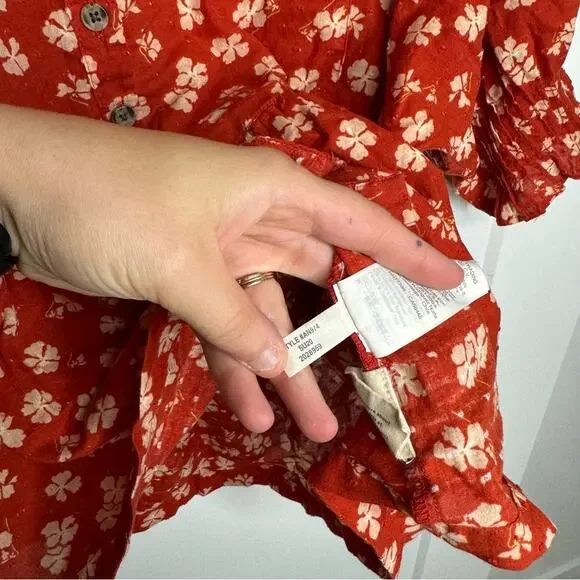 Madewell Red Floral Blouse - Picture 6 of 7